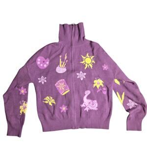 Box Lunch Disney Purple Repunzel Zip Up Sweater Size: XL
